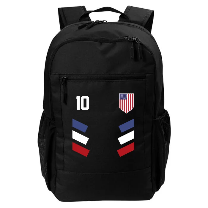 Number 10 USA Soccer American Flag Football Jersey Daily Commute Backpack