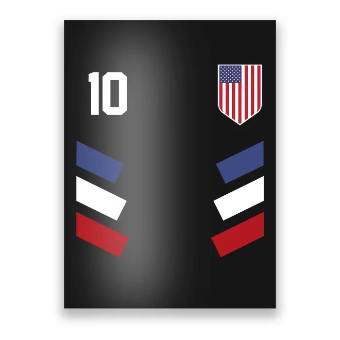 Number 10 USA Soccer American Flag Football Jersey Poster