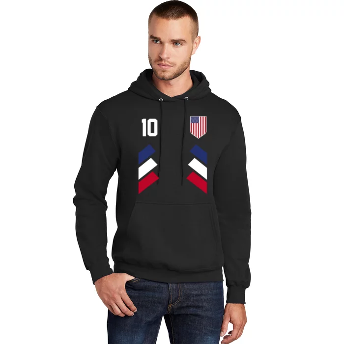 Number 10 USA Soccer American Flag Football Jersey Hoodie