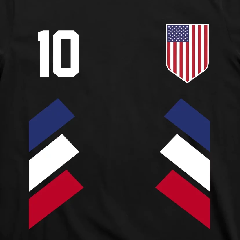 Number 10 USA Soccer American Flag Football Jersey T-Shirt