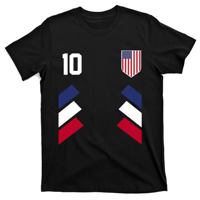 Number 10 USA Soccer American Flag Football Jersey T-Shirt