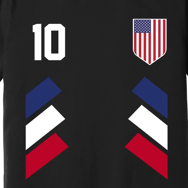 Number 10 USA Soccer American Flag Football Jersey Premium T-Shirt