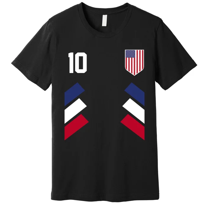 Number 10 USA Soccer American Flag Football Jersey Premium T-Shirt