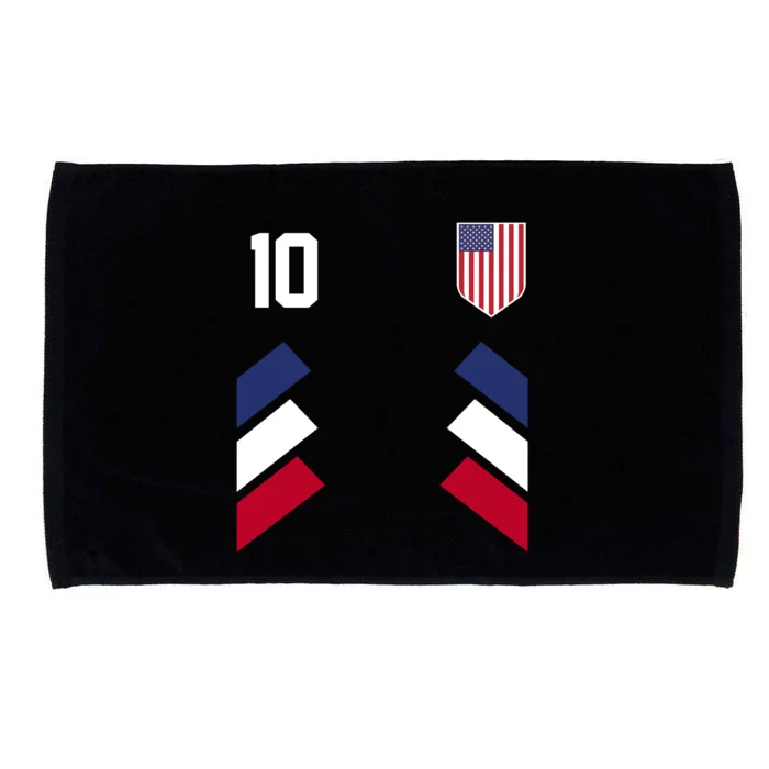 Number 10 USA Soccer American Flag Football Jersey Microfiber Hand Towel