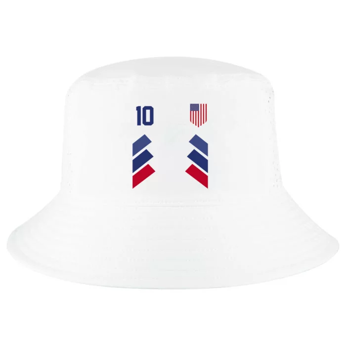 Number 10 USA Soccer American Flag Football Jersey Cool Comfort Performance Bucket Hat