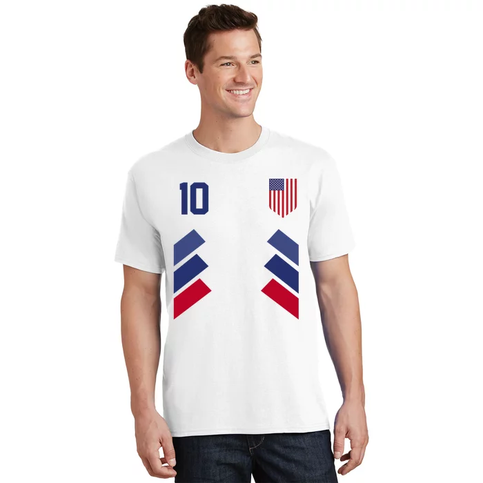 Number 10 USA Soccer American Flag Football Jersey T-Shirt