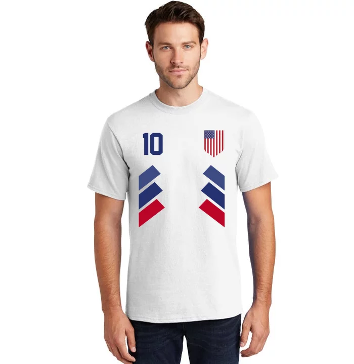 Number 10 USA Soccer American Flag Football Jersey Tall T-Shirt