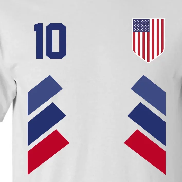 Number 10 USA Soccer American Flag Football Jersey Tall T-Shirt