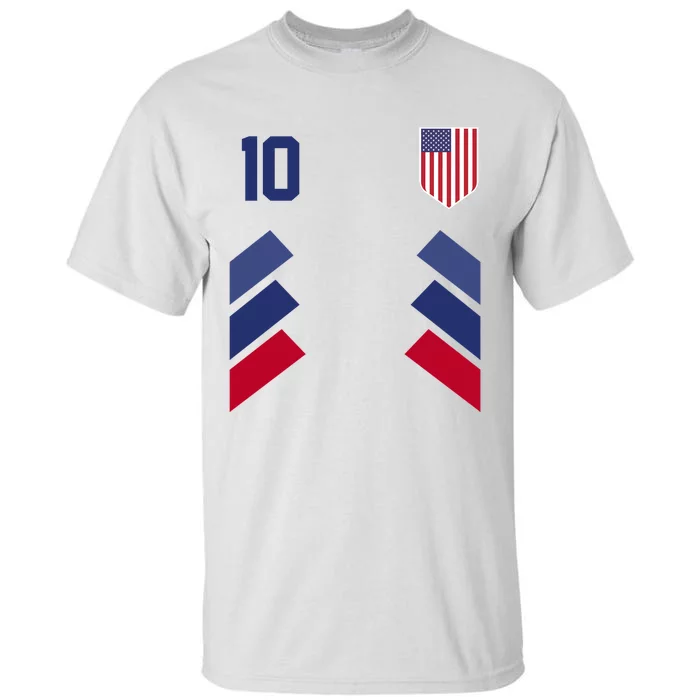 Number 10 USA Soccer American Flag Football Jersey Tall T-Shirt