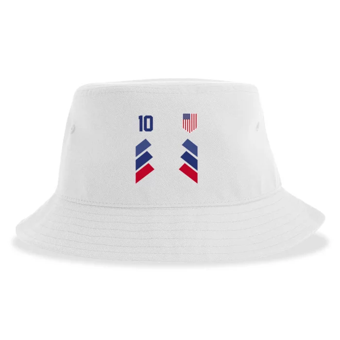 Number 10 USA Soccer American Flag Football Jersey Sustainable Bucket Hat