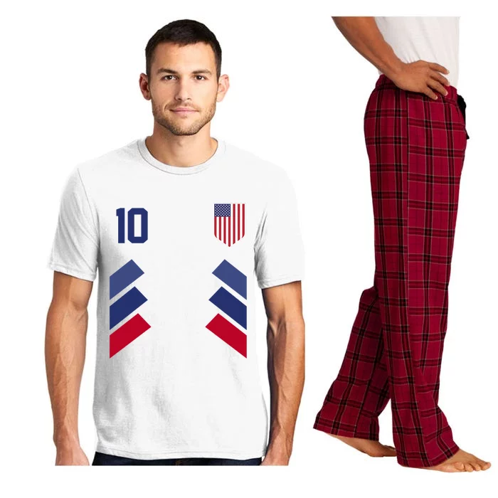 Number 10 USA Soccer American Flag Football Jersey Pajama Set