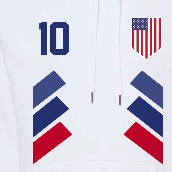 Number 10 USA Soccer American Flag Football Jersey Premium Hoodie