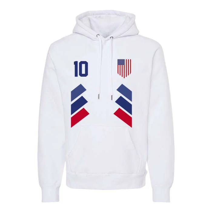 Number 10 USA Soccer American Flag Football Jersey Premium Hoodie