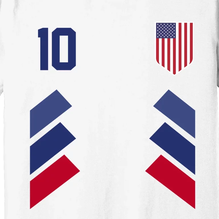 Number 10 USA Soccer American Flag Football Jersey Premium T-Shirt