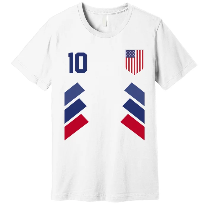 Number 10 USA Soccer American Flag Football Jersey Premium T-Shirt