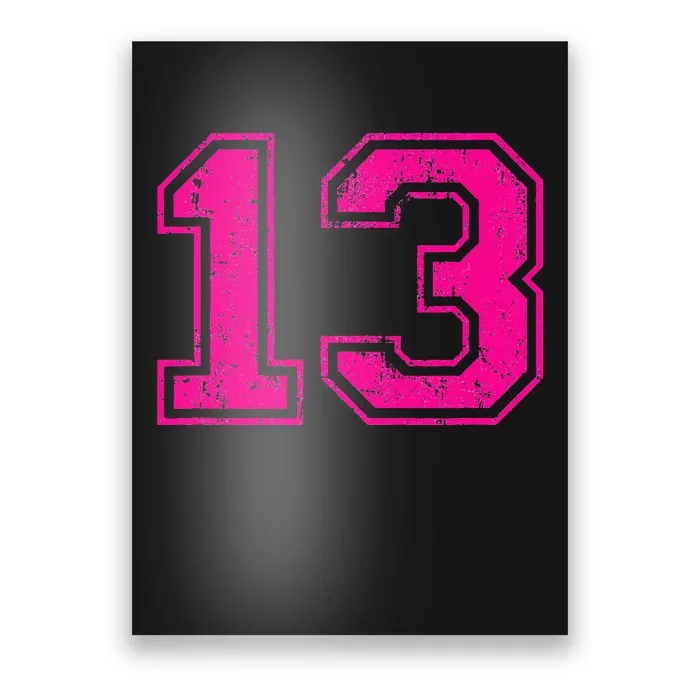 Number 13 Varsity Distressed Vintage Sport Team PlayerS Poster