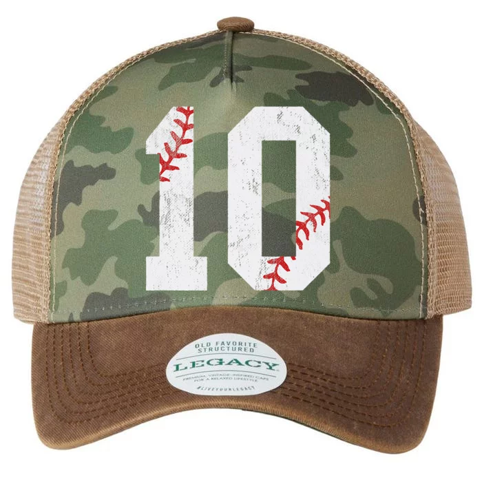 Number 10 Vintage 10th Birthday Baseball Lover 10 Years Old Legacy Tie Dye Trucker Hat