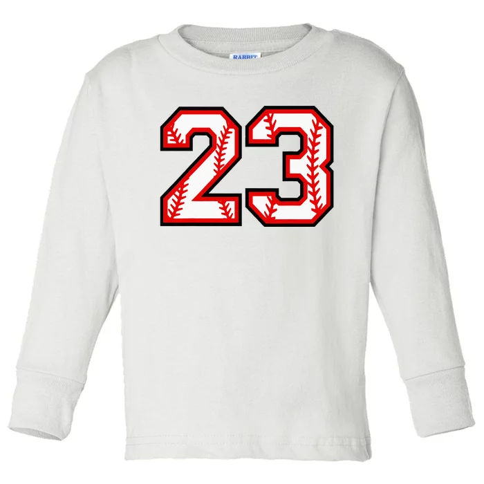 Number 23 Baseball Lucky Favorite Jersey Number Toddler Long Sleeve Shirt