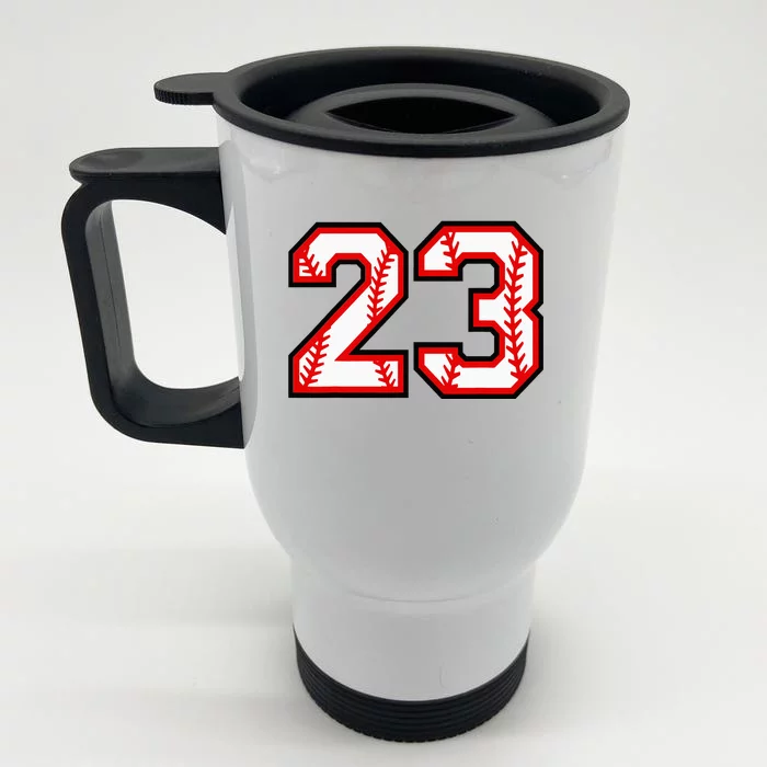 Number 23 Baseball Lucky Favorite Jersey Number Front & Back Stainless Steel Travel Mug