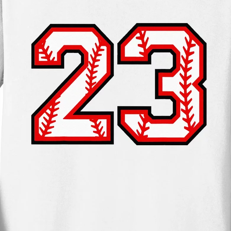 Number 23 Baseball Lucky Favorite Jersey Number Kids Long Sleeve Shirt