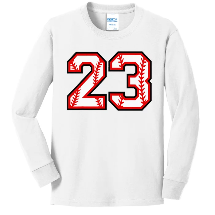 Number 23 Baseball Lucky Favorite Jersey Number Kids Long Sleeve Shirt