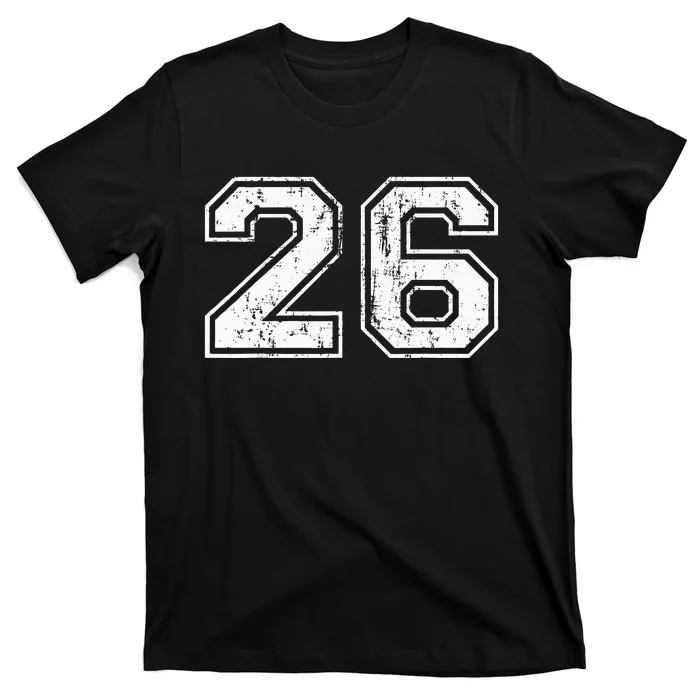 Number 26 Distressed Vintage Twenty Six Sports Team Practice T-Shirt