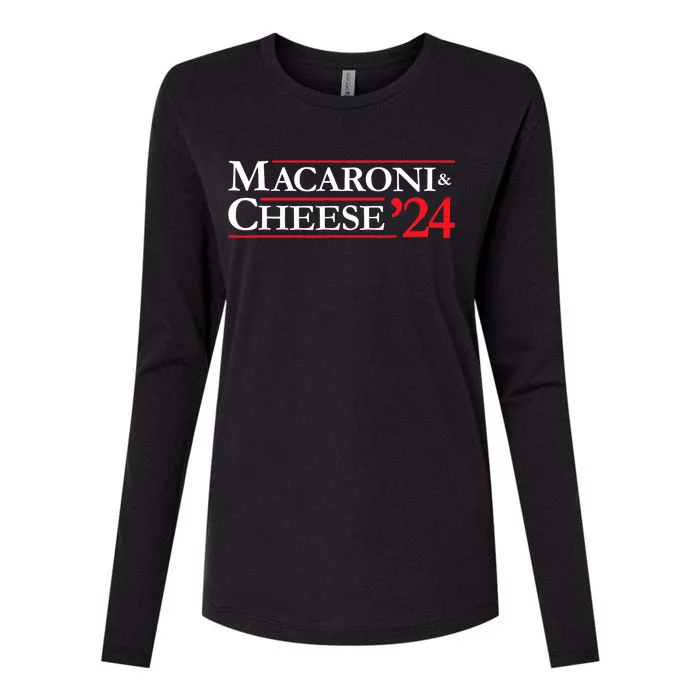 Novelty 2024 Election Campaign 24 Macaroni And Cheese Womens Cotton Relaxed Long Sleeve T-Shirt