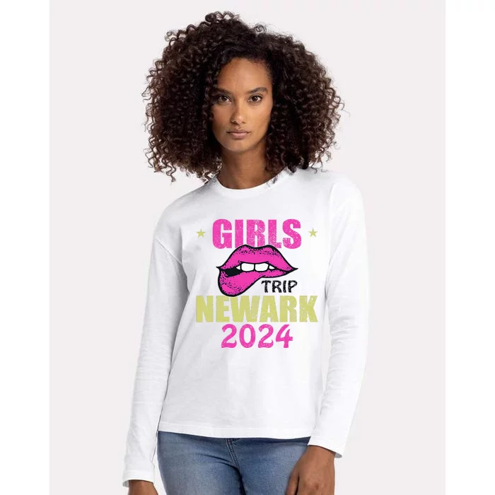 Newark 2024 Girl Trip Group Matching Retro Weekend Womens Cotton Relaxed Long Sleeve T-Shirt