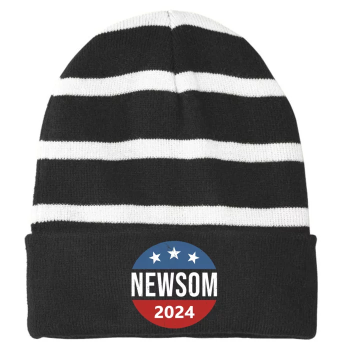 Newsom 2024 Striped Beanie with Solid Band