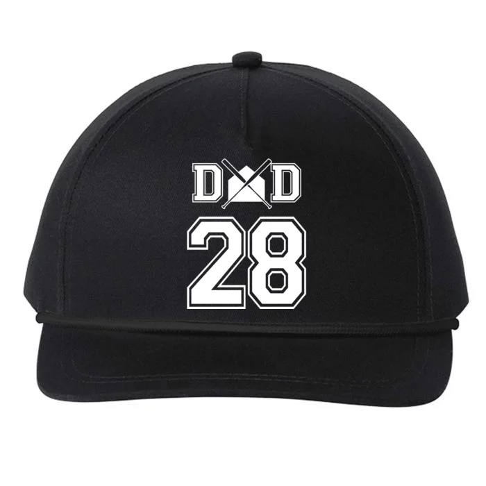 Number 28 Players Biggest Fan For Baseball Or Softball Dad Great Gift Snapback Five-Panel Rope Hat