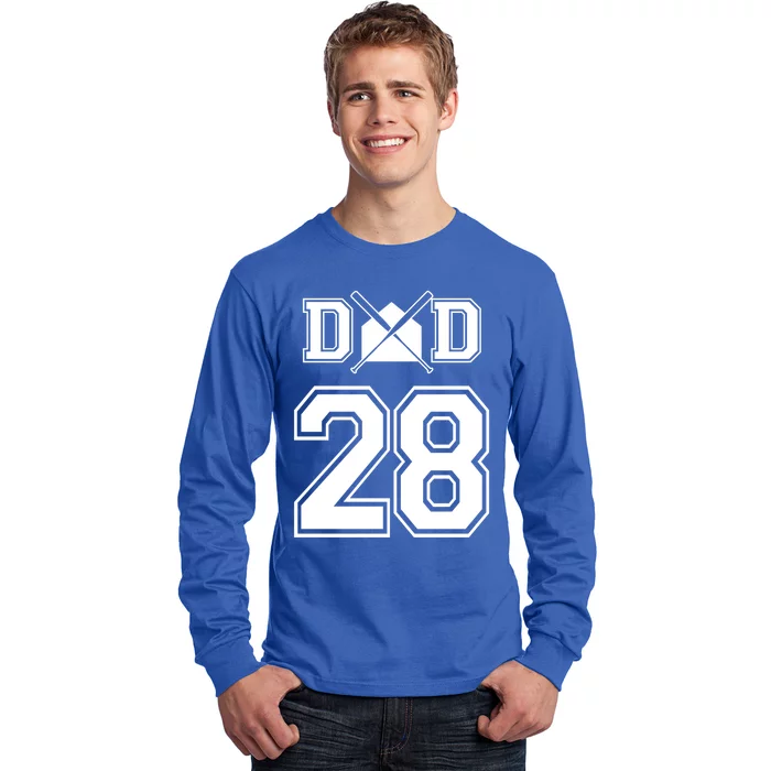 Number 28 Players Biggest Fan For Baseball Or Softball Dad Great Gift Long Sleeve Shirt