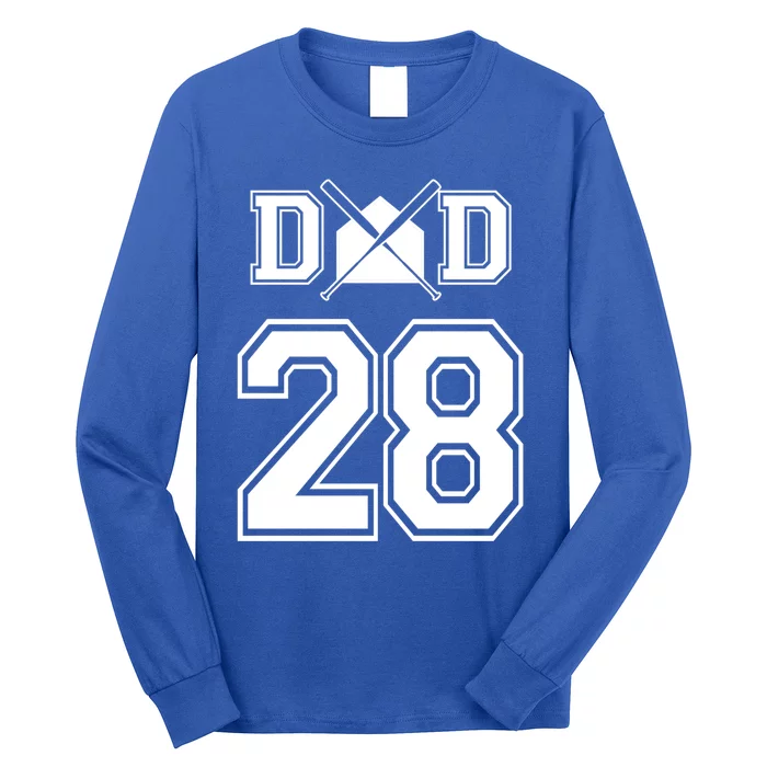 Number 28 Players Biggest Fan For Baseball Or Softball Dad Great Gift Long Sleeve Shirt