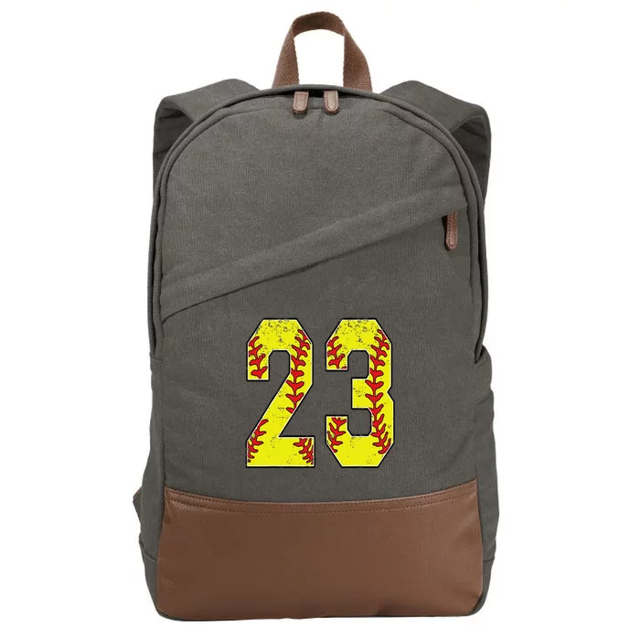 Number 23 Softball 23 Jersey Number Softball Lover Cotton Canvas Backpack