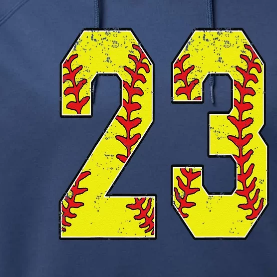 Number 23 Softball 23 Jersey Number Softball Lover Performance Fleece Hoodie