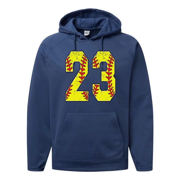 Number 23 Softball 23 Jersey Number Softball Lover Performance Fleece Hoodie