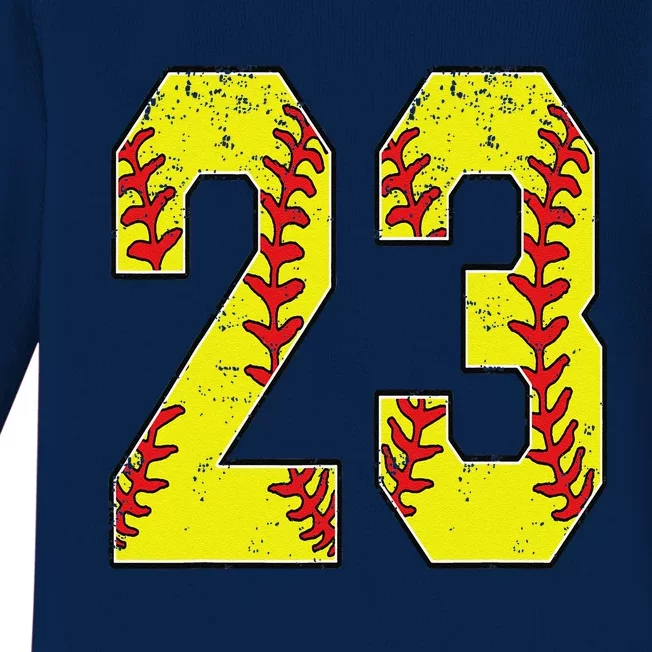 Number 23 Softball 23 Jersey Number Softball Lover Baby Long Sleeve Bodysuit