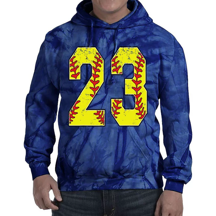 Number 23 Softball 23 Jersey Number Softball Lover Tie Dye Hoodie