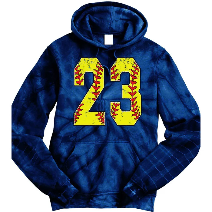 Number 23 Softball 23 Jersey Number Softball Lover Tie Dye Hoodie