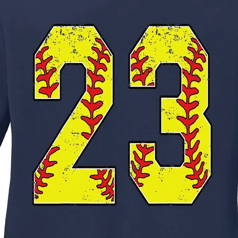 Number 23 Softball 23 Jersey Number Softball Lover Ladies Long Sleeve Shirt