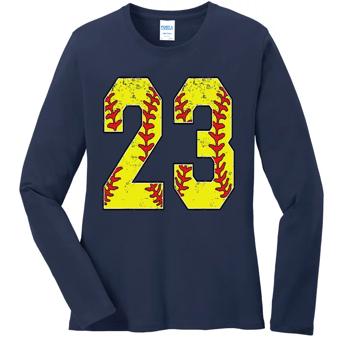 Number 23 Softball 23 Jersey Number Softball Lover Ladies Long Sleeve Shirt