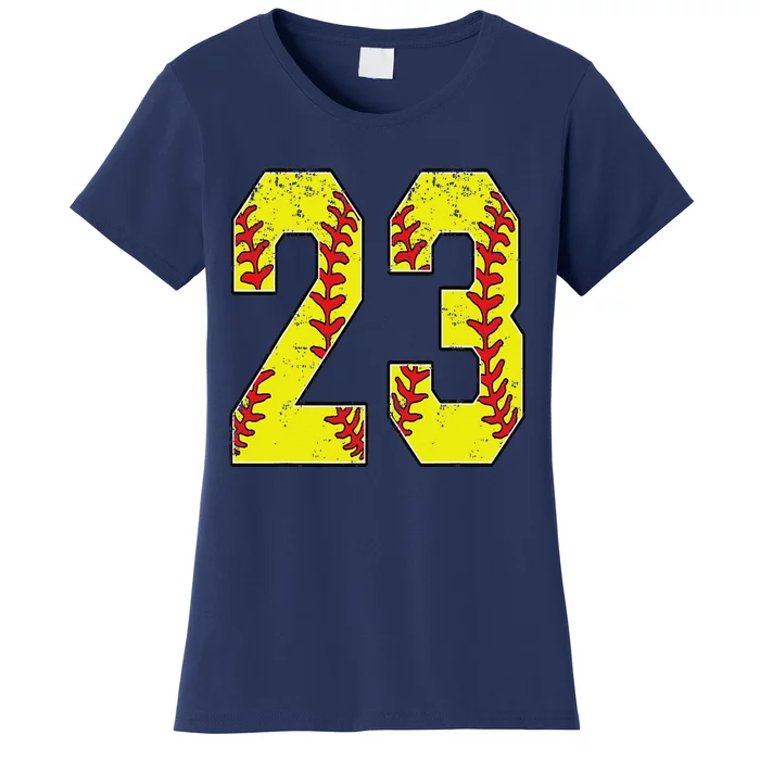 Number 23 Softball 23 Jersey Number Softball Lover Women's T-Shirt