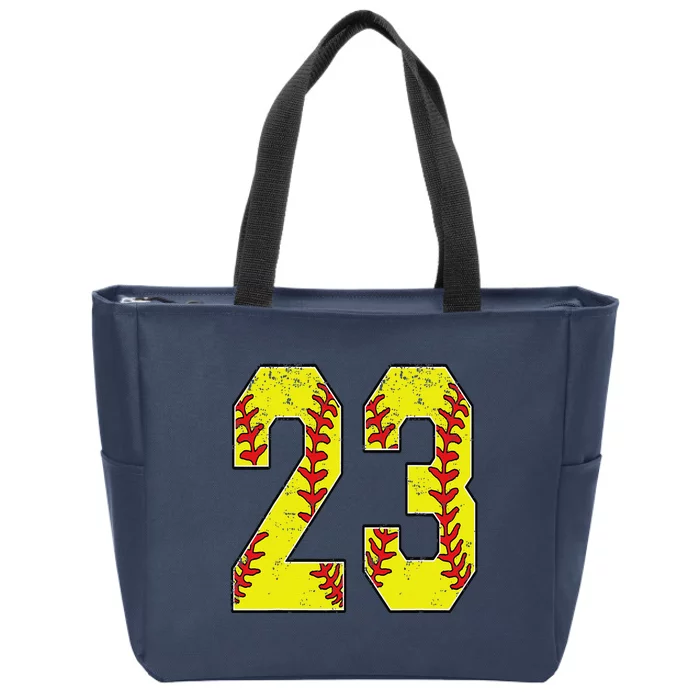 Number 23 Softball 23 Jersey Number Softball Lover Zip Tote Bag