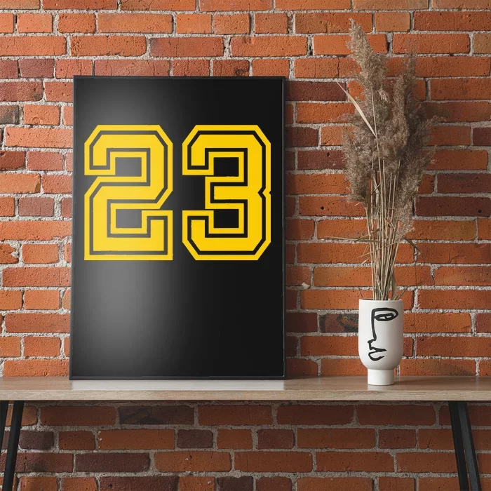 Number 23 Sport Yellow Retro Varsity Number Poster