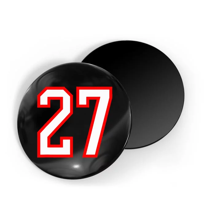 Number 27 White Red Sport Varsity Number 27 Magnet