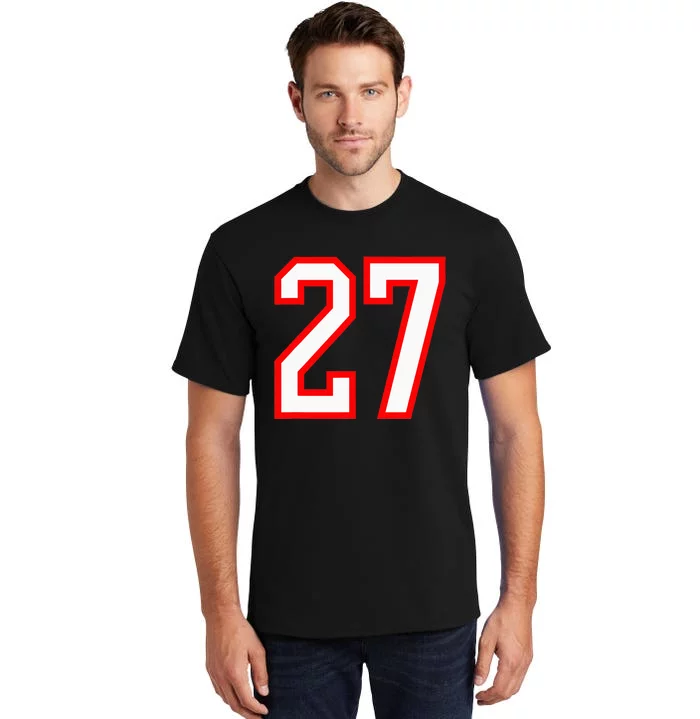 Number 27 White Red Sport Varsity Number 27 Tall T-Shirt