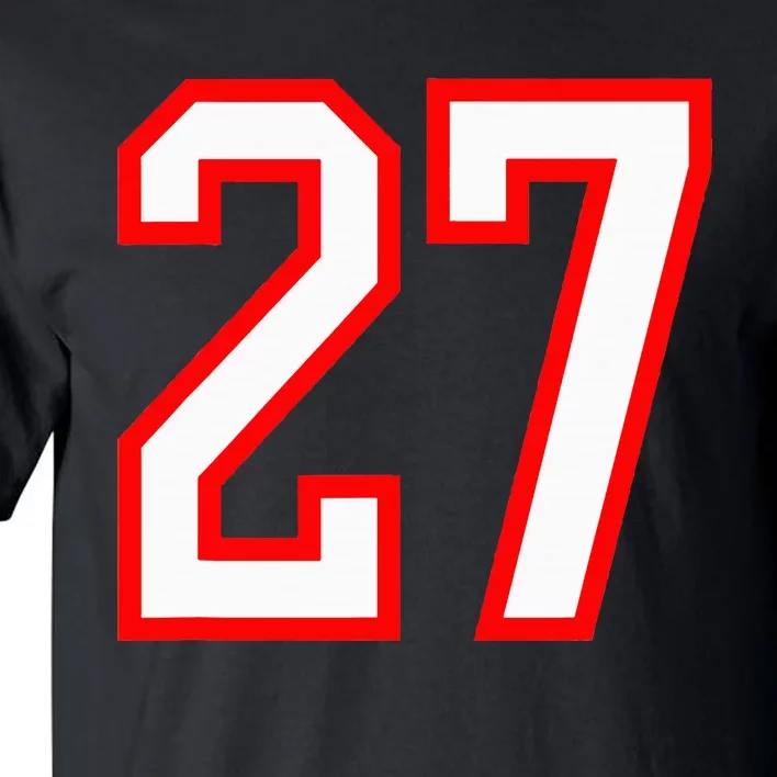 Number 27 White Red Sport Varsity Number 27 Tall T-Shirt