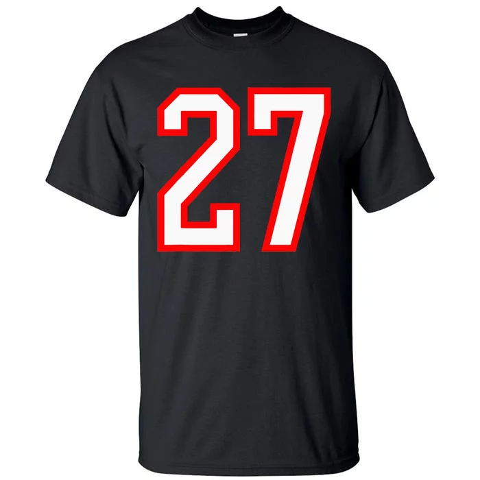 Number 27 White Red Sport Varsity Number 27 Tall T-Shirt