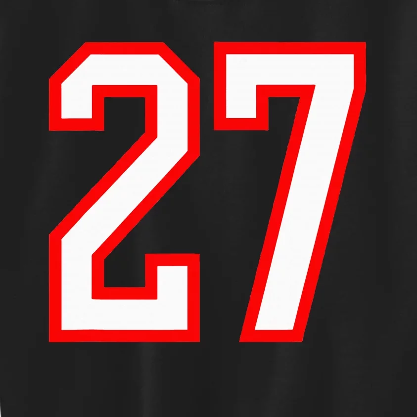 Number 27 White Red Sport Varsity Number 27 Kids Sweatshirt