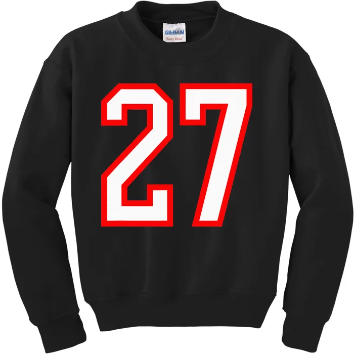 Number 27 White Red Sport Varsity Number 27 Kids Sweatshirt