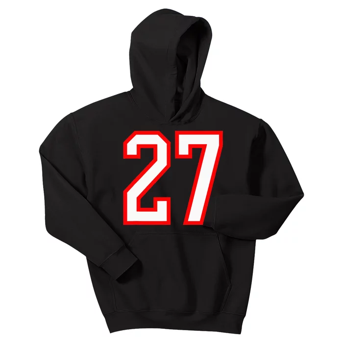 Number 27 White Red Sport Varsity Number 27 Kids Hoodie